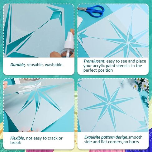 4 Pieces Reusable Tile Stencil 12 x 12 Inches Wall Templates Tile Pattern Stencil Drawing Templates for DIY Scrapbooks Wall Floor Home Decors (Mandala Style) in Saudi Arabia