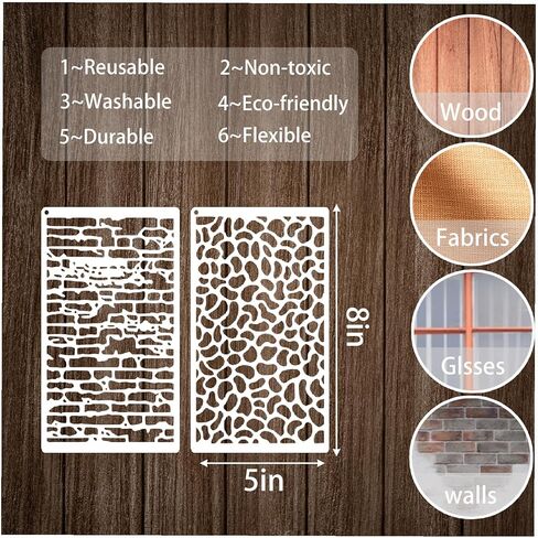 8 قطع استنسل فروع شجرة نسيج للحرف اليدوية، قالب استنسل طبقات مجردة قابلة لإعادة الاستخدام، استنسل هندسي استنسل وسائط مختلطة للرسم على قماش البطاقات الخشبية ديكور المنزل بنفسك (8 فرع) in Kuwait