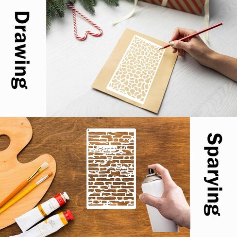 8 قطع استنسل فروع شجرة نسيج للحرف اليدوية، قالب استنسل طبقات مجردة قابلة لإعادة الاستخدام، استنسل هندسي استنسل وسائط مختلطة للرسم على قماش البطاقات الخشبية ديكور المنزل بنفسك (8 فرع) in Kuwait