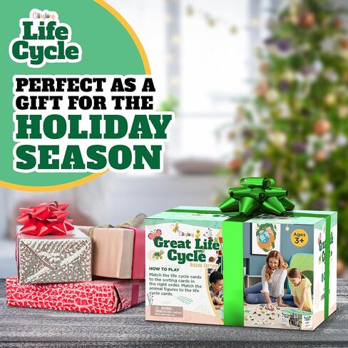 Life Cycle Animal Kit - Montessori Science Toy with 24-Piece Matching Game, Butterfly, Frog, Chicken, Bee, Ladybug and Turtle STEM Educational Gift, Easter Basket fillers for Kids Ages 3-8 in Kuwait
