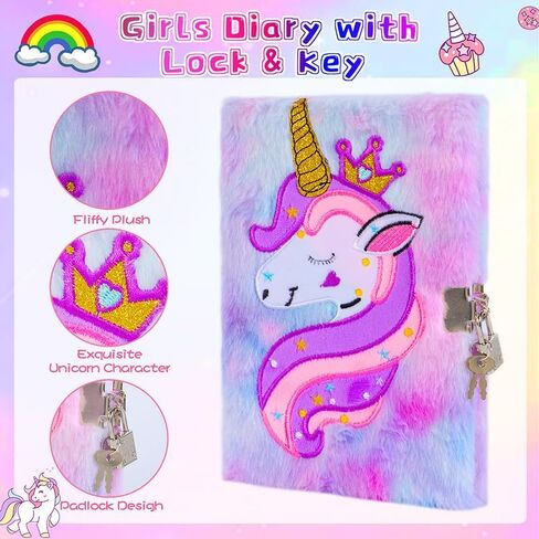 Plush Diary with Lock for Girls,Unicorn Gifts for Girls Stationary Sets for Girls Gifts for 5-13 Year Old Girls School Supplies Journal for Girls Diary Birthday Gifts Notebook Girls Gifts in Saudi Arabia