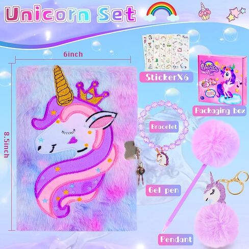 Plush Diary with Lock for Girls,Unicorn Gifts for Girls Stationary Sets for Girls Gifts for 5-13 Year Old Girls School Supplies Journal for Girls Diary Birthday Gifts Notebook Girls Gifts in Saudi Arabia