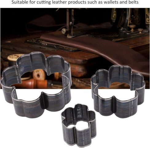 اداة تقطيع الزهور من 3 قطع، قالب ثقب مجوف من الجلد، مجموعة ادوات ثقب مجوفة 1.2 انش 2 انش 2.8 انش للسلع الجلدية التي تصنعها بنفسك in Kuwait