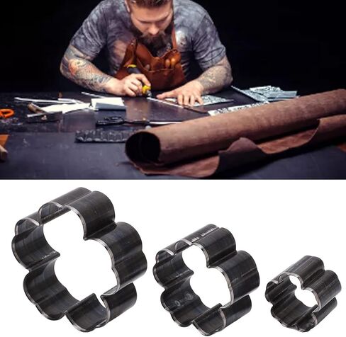 اداة تقطيع الزهور من 3 قطع، قالب ثقب مجوف من الجلد، مجموعة ادوات ثقب مجوفة 1.2 انش 2 انش 2.8 انش للسلع الجلدية التي تصنعها بنفسك in Kuwait