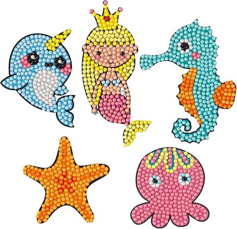 YowamhoDiamond Art Stickers Kits for Kids - 28PCS Animal Series 5D Diamond Art Stickers, Gem Painted by Numbers for Children and Adult Beginners, Best Ideas. in Kuwait