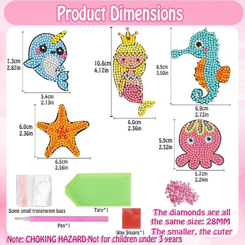 YowamhoDiamond Art Stickers Kits for Kids - 28PCS Animal Series 5D Diamond Art Stickers, Gem Painted by Numbers for Children and Adult Beginners, Best Ideas. in Kuwait