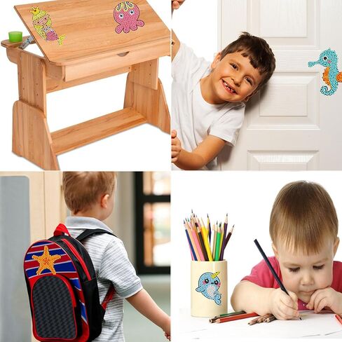 YowamhoDiamond Art Stickers Kits for Kids - 28PCS Animal Series 5D Diamond Art Stickers, Gem Painted by Numbers for Children and Adult Beginners, Best Ideas. in Kuwait