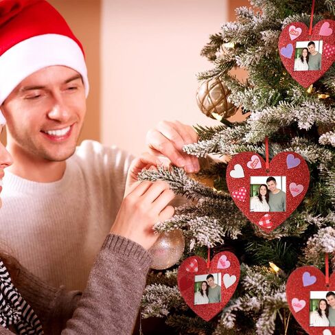 24 Pcs Valentine Picture Frame Craft Kits, Felt Heart Photo Ornaments with 100 Pcs Stickers, Glitter Valentines Tree Classroom Hanging Decoration for Kids Pre-School Toddlers in Saudi Arabia
