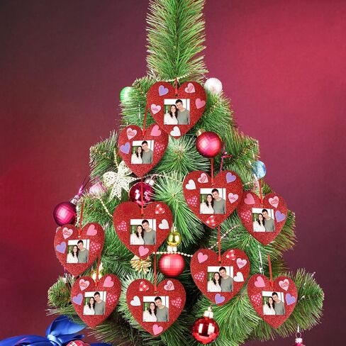 24 Pcs Valentine Picture Frame Craft Kits, Felt Heart Photo Ornaments with 100 Pcs Stickers, Glitter Valentines Tree Classroom Hanging Decoration for Kids Pre-School Toddlers in Saudi Arabia