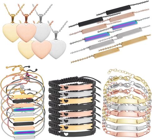 حزمة مواد فاخرة من LaserPecker، صندوق من المواد المعدنية لصناعة المجوهرات ومواد نقش لـ LP3/LP4 وغيرها من نقاشات الليزر - قلادة/قلادة/سوار لصياغة الليزر (40 قطعة) in Kuwait