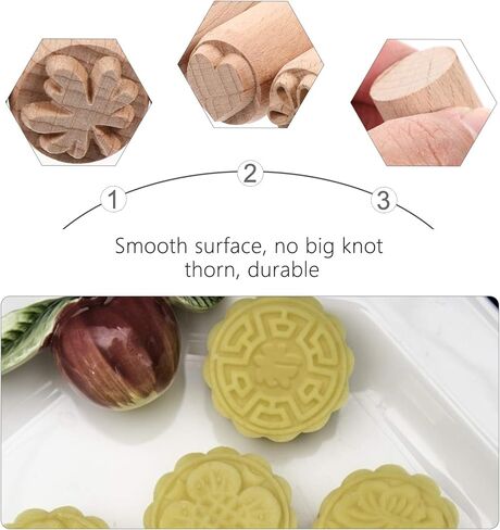 5Pcs Wood Pottery Tools Stamps Wooden Clay Pottery Stamps Column Wooden Stamps Natural Wood Stamps for Valentines Day Easter in Kuwait