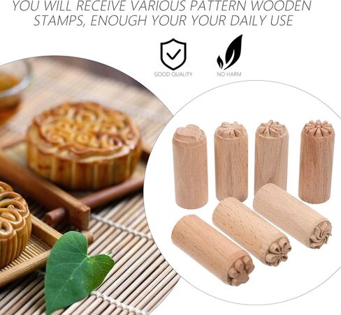 5Pcs Wood Pottery Tools Stamps Wooden Clay Pottery Stamps Column Wooden Stamps Natural Wood Stamps for Valentines Day Easter in Kuwait