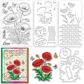 مجموعة طوابع زهرة ماغنوليا الواقعية من ORIGACH ومجموعة استنسل تلوين وطبقات لصنع البطاقات ومستلزمات الحرف الفنية والألبومات