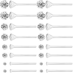 8 Pairs Anti Allergy Plastic Earrings for Sensitive Ears, Include 8 Pairs Silicone Soft earring backs, Plastic Post Earrings for Women, Birthstone Cubic Zirconia Stud Earrings Kit 2mm 3mm 4mm 5mm in one Set