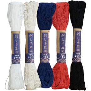 مجموعة الألوان الأساسية من Yokota Daruma Sashiko Thread 5 Skein (خيط Sashiko السميك - Futo) in Kuwait