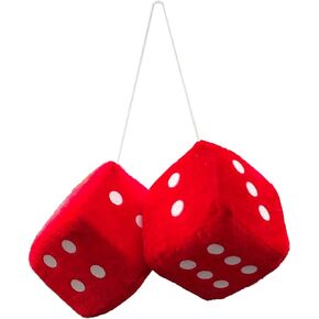 1 Pair 3" Black Fuzzy Plush Dice Classic Vintage [Nostalgic 80’s Fuzzy Car Dice for Mirror ] for Automotive Interior Mirrors