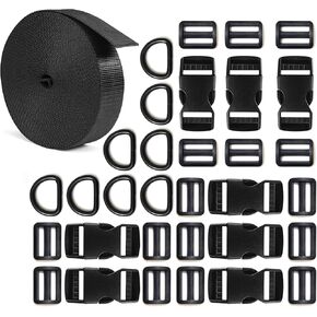 Buckle Fit 1" Strap, Quick Side Release Buckles for 1 inch/25mm Webbing Straps, Plastic Buckles Dual Adjustable No Sewing Heavy Duty Clips for Boat Cover Luggage Strap Pet Collar Backpack Replacement