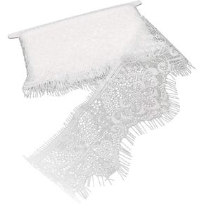 ELLAMAMA Top Quliaty Lace Trim DIY Craft رقيقة لينة شريط صدفي خمر مع حواف الرموش 2-1/2 بوصة واسعة (Inc الرموش)، 3 ياردات، أبيض in Kuwait