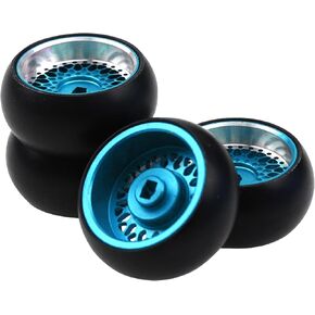 4Pack Vgoohobby 1/28 Drift Car Tires Plastic Tyres w/Metal Wheel Rims Compatible with Wltoys K969 K989 Kyosho Mini-Z Mini-Q 1/28 RC Replacement Drift Tires (Blue) in Kuwait