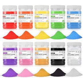 JJ CARE Colored Sand, 11 lbs. [10 Bottles] Craft Sand Art Kit for Kids 3 Years Above, Non-Toxic Color Sand Art Bulk, UV Stable Colorful Sand for Crafts, Wedding & Decorations, Kids Art Sand in Kuwait