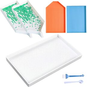 5 PCS Large Diamond Painting Tray Organizer,Plastic Trays for Beads,Diamond Art Accessories, Rhinestone Dot Tools for DIY Gem Art Craft White