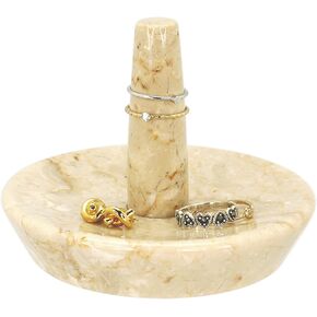 Creative Home Natural Champagne Marble Ring Holder Jewelry Storage Tray Holder Bathroom Vanity Countertop Accessories Organizer, 4" Diameter, Beige in Kuwait