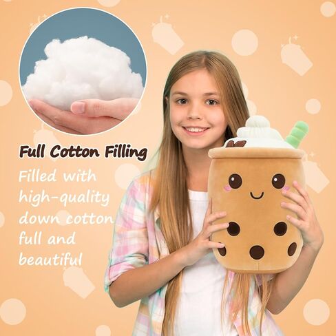 MGFAION 14 بوصة لطيف بوبا الشاي أفخم لعبة - رائعتين فقاعة حليب الشاي محشوة الحيوان Plushie وسادة مثالية ديكور المنزل Kawaii عناق وسادة فكرة هدية مثالية للأطفال بنين بنات in Kuwait