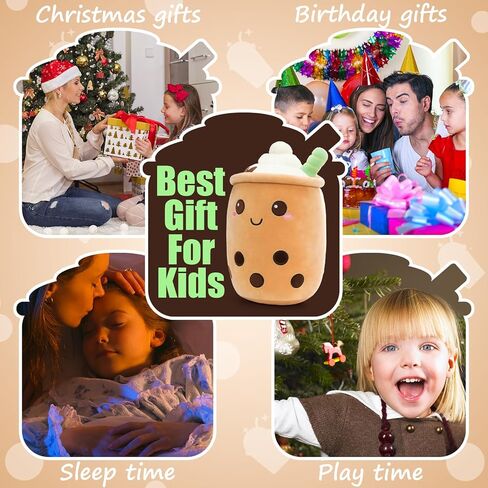 MGFAION 14 بوصة لطيف بوبا الشاي أفخم لعبة - رائعتين فقاعة حليب الشاي محشوة الحيوان Plushie وسادة مثالية ديكور المنزل Kawaii عناق وسادة فكرة هدية مثالية للأطفال بنين بنات in Kuwait