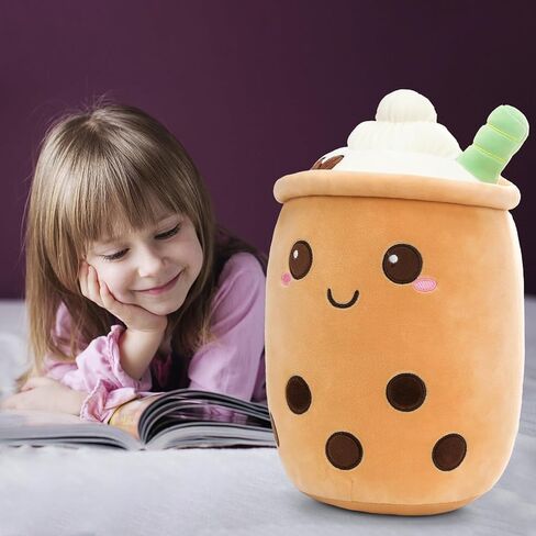 MGFAION 14 بوصة لطيف بوبا الشاي أفخم لعبة - رائعتين فقاعة حليب الشاي محشوة الحيوان Plushie وسادة مثالية ديكور المنزل Kawaii عناق وسادة فكرة هدية مثالية للأطفال بنين بنات in Kuwait