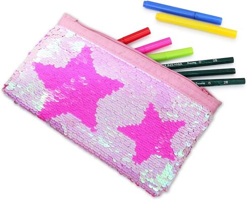 حافظة اقلام رصاص لطيفة للبنات والاطفال بتصميم حورية البحر مزينة بالترتر لحمل الاقلام ومستحضرات التجميل والمكياج للنساء in Kuwait