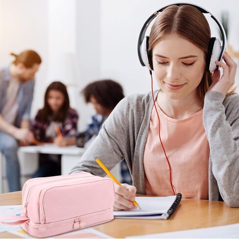 مقلمة ذات سعة كبيرة 4 مقصورات، مقلمة بمقبض محمول بسحاب، حافظة مقلمة جمالية منظم قرطاسية للمكتب والكلية والمدرسة المراهقات والأولاد والرجال والنساء (أخضر فاتح) in Kuwait