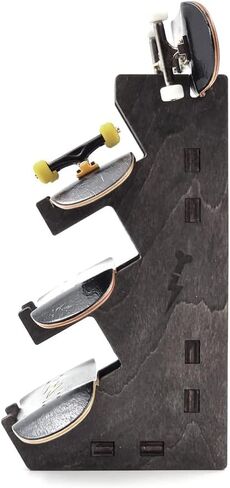 لوحات أصابع FlashBone | 3 + 1 رف أصابع | (رف صغير 4 فتحات) | بشعار FlashBone (خشب داكن) | حامل رف تخزين لـ 4 ألواح تزلج كاملة مع الملحقات in Kuwait