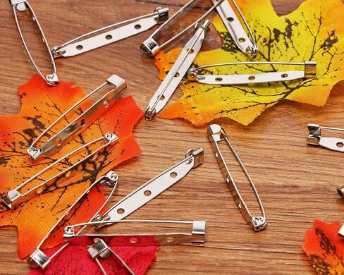 دبوس معرف معدني بثلاثة فتحات بروش معرف الاسم شارة سلامة الإمساك دبوس قفل خلفي مشبك DIY كرافت فارغة دبوس دعم للحصول على نتائج المجوهرات، 45 مم/1.8 بوصة، 60 قطعة in Saudi Arabia