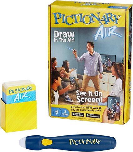 Mattel Games Pictionary Air Drawing Game, Family Game with Light-up Pen and Clue Cards, Links to Smart Devices, Makes a Great Toy for 8 Year Olds and up (Amazon Exclusive) in Saudi Arabia