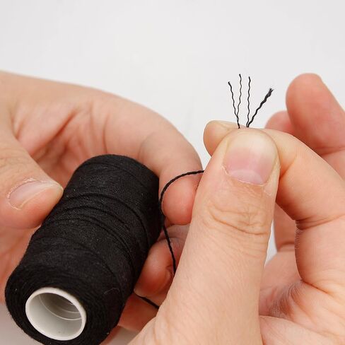 Lusecarl Needle and Thread for Hair Extensions 3 Rolls Hair Weave Sewing Threads with 10 Pcs C J I Shape Curved Upholstery Needles for Hand Sewing, Hair Extensions, Making Wigs DIY (10+3, Black) in Kuwait