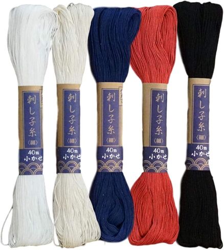 مجموعة الألوان الأساسية من Yokota Daruma Sashiko Thread 5 Skein (خيط Sashiko السميك - Futo) in Kuwait