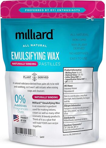 رقائق الشمع المستحلبة غير المعدلة وراثيًا من ميليارد، حقيبة قابلة للإغلاق بوزن 2 رطل، مثالية للكريمات/اللوشن التي تصنعها بنفسك in Kuwait