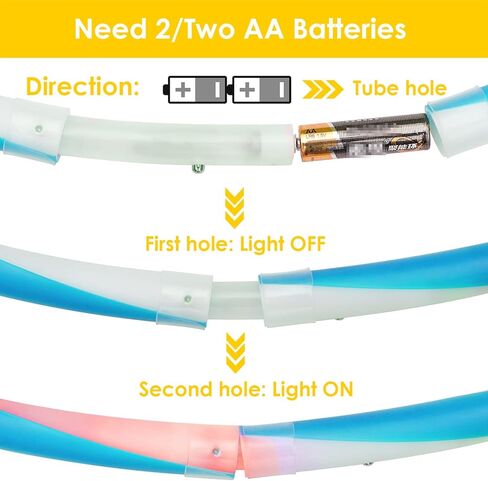 طوق LED لتمارين الرقص للأطفال والبالغين، جهاز لياقة بدنية مقاس 36 بوصة لفقدان الوزن وإضاءة متوهجة متغيرة الألوان تلقائيًا، طوق هوبر 90 سم (تحتاج إلى بطاريتين AA. غير متضمنة) in Kuwait