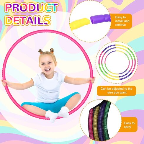 Libima 16 Pcs Toy Color Hoop for Kids, Detachable Adjustable Plastic Hoops Toys, Colored Weighted Hoop Circles for Kids Adults Party Games, Gymnastics, Workout, Dog Agility, 4 Colors (24 Inch) in Saudi Arabia