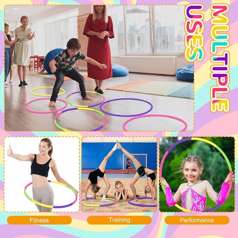 Libima 16 Pcs Toy Color Hoop for Kids, Detachable Adjustable Plastic Hoops Toys, Colored Weighted Hoop Circles for Kids Adults Party Games, Gymnastics, Workout, Dog Agility, 4 Colors (24 Inch) in Saudi Arabia