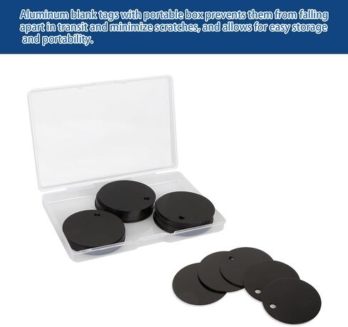 Fesorsi 25 Pack Aluminum Blank Tags, Round Metal Anodized Dog Tags Blank with Hole, Black Metal Stamping Blanks Pet ID Tag Discs Engraved Keychain for Laser Engraving, Stamping, Jewelry Making Crafts in Saudi Arabia
