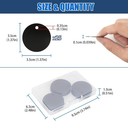 Fesorsi 25 Pack Aluminum Blank Tags, Round Metal Anodized Dog Tags Blank with Hole, Black Metal Stamping Blanks Pet ID Tag Discs Engraved Keychain for Laser Engraving, Stamping, Jewelry Making Crafts in Saudi Arabia