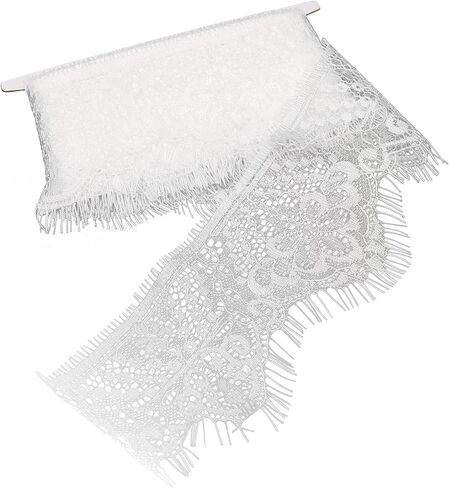 ELLAMAMA Top Quliaty Lace Trim DIY Craft رقيقة لينة شريط صدفي خمر مع حواف الرموش 2-1/2 بوصة واسعة (Inc الرموش)، 3 ياردات، أبيض in Kuwait