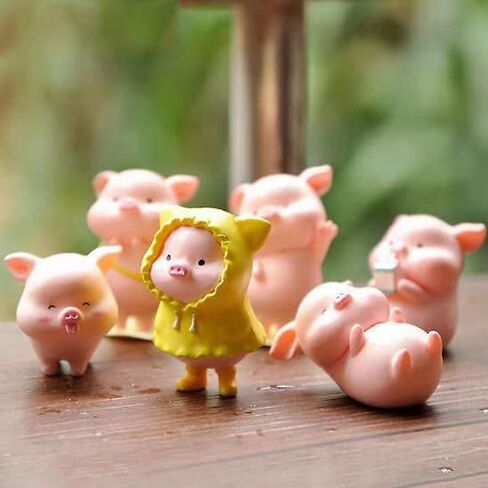 Pack of 6 Pcs Miniature Pigs Figurines, Cute Pink Fairy Garden Pig Toys Figures DIY Crafts for Dollhouse Home Decorations Cake Toppers in Saudi Arabia