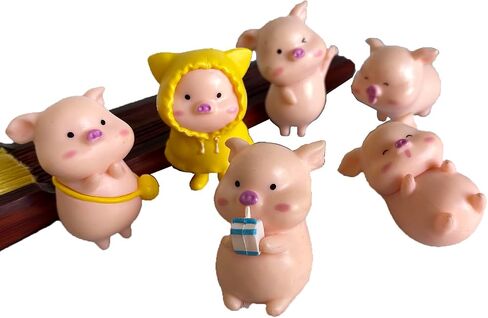 Pack of 6 Pcs Miniature Pigs Figurines, Cute Pink Fairy Garden Pig Toys Figures DIY Crafts for Dollhouse Home Decorations Cake Toppers in Saudi Arabia