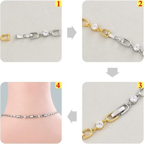 3pcs White Gold Plated Crystal Rhinestone Foldover Extension Clasp Set for Bracelet Necklace and Jewelry Making (White Gold) in Kuwait