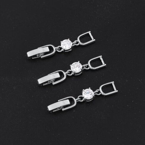 3pcs White Gold Plated Crystal Rhinestone Foldover Extension Clasp Set for Bracelet Necklace and Jewelry Making (White Gold) in Kuwait