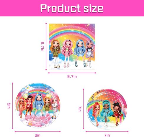Rainbow Doll Party Supplies, Rainbow Doll Birthday Party Decorations Set for Rainbow Doll Theme Party Favors Decor in Kuwait