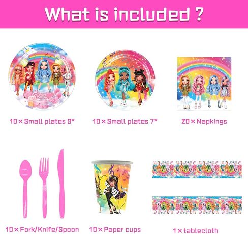 Rainbow Doll Party Supplies, Rainbow Doll Birthday Party Decorations Set for Rainbow Doll Theme Party Favors Decor in Kuwait