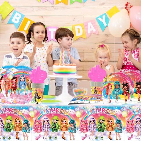 Rainbow Doll Party Supplies, Rainbow Doll Birthday Party Decorations Set for Rainbow Doll Theme Party Favors Decor in Kuwait